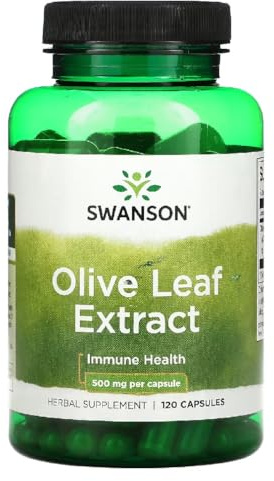 Swansons Swanson - Olive Leaf Extract 500mg | Traditional Herbal Support for Immune & Antioxidant Defense | 120 Capsules