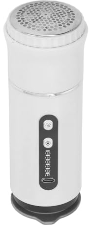 Levapelucchi Elettrico, Ferro da Stiro a Vapore e Rasoio per Tessuti 2 in 1, Rimuove Efficacemente e Rapidamente la Peluria, Rasoio per Maglioni a Batteria Ricaricabile per (WHITE)