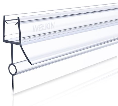 WELKIN Bath Shower Door Clear Seal Strip for 4-6mm Straight Glass Thickness | Covers Upto 22mm Gap | Transparent Shower Seal Replacement with 90cm Adjustable Length | Easy Install & Secure Fit