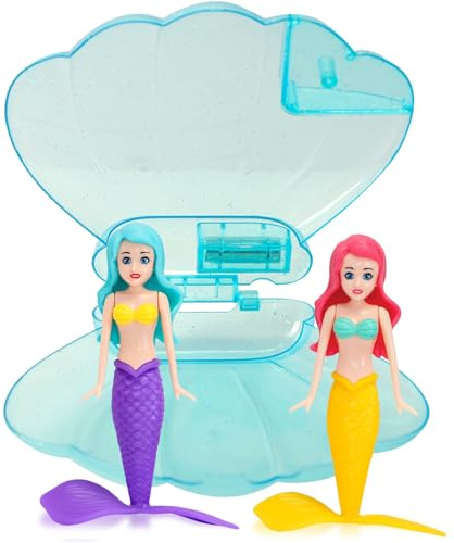Little Mermaid Pool Toy Shell,Pool Diving Toy,Blue Mermaid Diving Toys for Swimming Pool Accessories Kids Pool Games Toys,Girls Mermaids Interactive Swim Training Set Water Toy Gifts for Kids Aged 5+