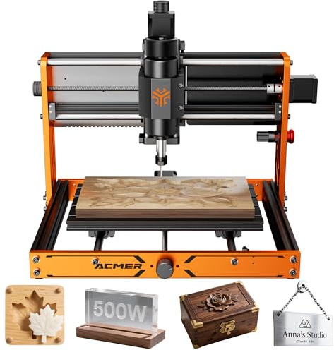 CNC Router Machine, ACMER Ascarva 3 S 500W CNC Milling Machine, Working Area 11.81” x 7.09” x 3.07” for Wood Plastic Metal Acrylic MDF Nylon Carving Cutting