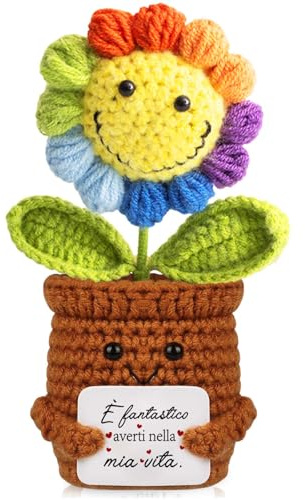TCRZHHRX Fiore all'Uncinetto Lavorato a Mano con Carta Motivazionale - Regalo Emozionale per Donne,Ragazze | Positiva Regali Idea Compleanno,Laurea,San Valentino,Decorazione Casa