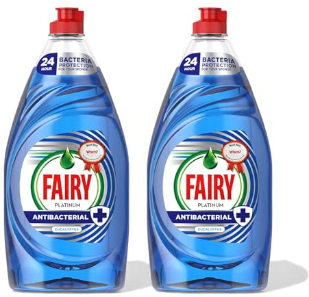 2 x 820ml Antibacterial Washing Up Liquid – Household Dish & Glass Cleaner | Eucalyptus Tree Fragrance, XXL Bottle