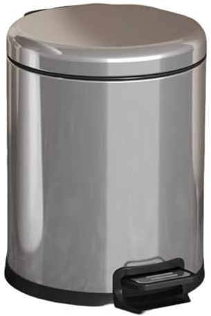 Sleek 10L Bathroom Trash Can with Pedal | Soft Close Lid | Removable Inner Bucket | Durable Stainless Steel | Compact Design for Home & Office (34x25x25CM)