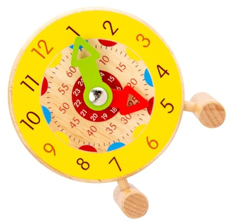 HEALSOPTHY Educational Teaching Clock Wooden Learning for Safe Wood Material Easy Non-toxic Smooth Surface Early Cognitive Development Tool