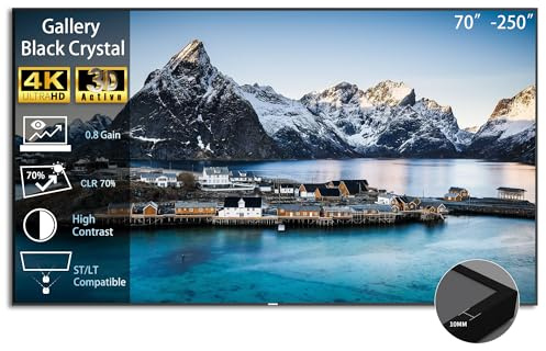 WUPRO Gallery Pantalla de Proyección Black Crystal ALR con Marco Fijo 16:9, 4K Ultra HD, Montaje en Pared, Compatible con Proyectores ST/LT (No UST), para Luz Ambiente, 100 Pulgadas