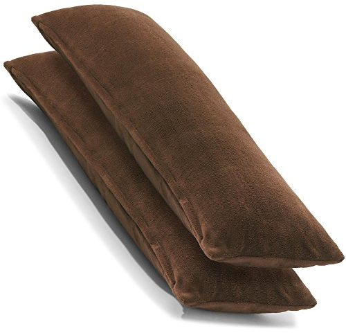 CelinaTex 2er Set Kissenbezug 40x145 cm Doppelpack Coral Fleece Kissenhülle, Seitenschläferkissen Bezug Stillkissenhülle Comfortable dunkel braun 5001370