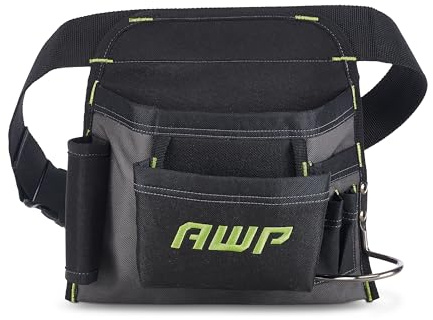 AWP Handyman Tool Apron 6 pockets and Loops for Tool Organization | Black & Gray | Fits up to 50 Waist Size