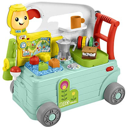 Fisher-Price - Laugh and Learn Camper 3-in-1, Erste Schritte Push Spielzeug und Musik Activity Center, Kinderspielzeug 9-36 Monate, HCK51