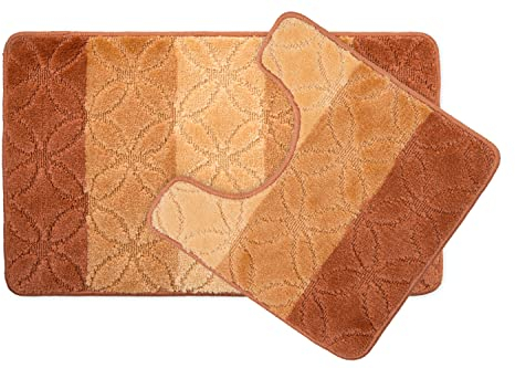 Emma Barclay Halo - Juego de baño de 2 Piezas (Alfombrilla 45 x 75 cm/Pedestal 45 x 45 cm) (Naranja)