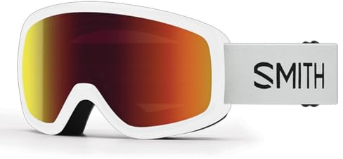 SMITH Snowday Snow Goggles – Youth Ski & Snowboarding Goggles with Distortion-Free Optics, Anti-Fog Performance & 100% UV Protection – for Boys & Girls – White, Red Sol-X Mirror