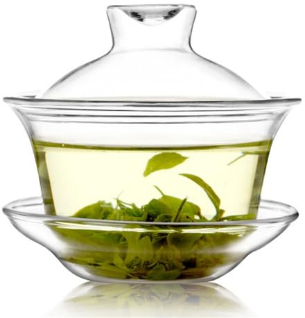 AUSUAYA GAI Wan - Set di tazze da tè in ceramica con coperchio, per cerimonie di tè tradizionali cinesi Gongfu, tè Oolong/Puerh G-W-1 (vetro)