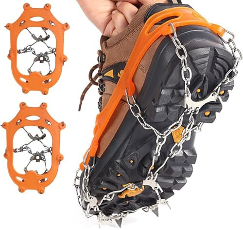 WLHFDC Grödel Steigeisen für Bergschuhe mit 10 Zähne,Steigeisen Grödeln Eisspikes,Spikes für Schuhe Winter,Anti-Rutsch Schuhspikes für Mann Frau Erwachsene Fit für Wandern Trail Running Trekking
