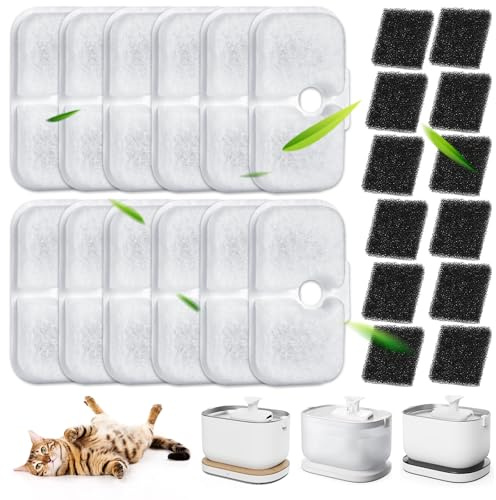 Herboom 40 stycken filter kattfontän, Dockstream, dricksfontän för katt, PLWF005, PLWF115, PLWF105, dricksfontän, filter, ersättningsfilter för kattfontän, 20 filter och 20 svampar
