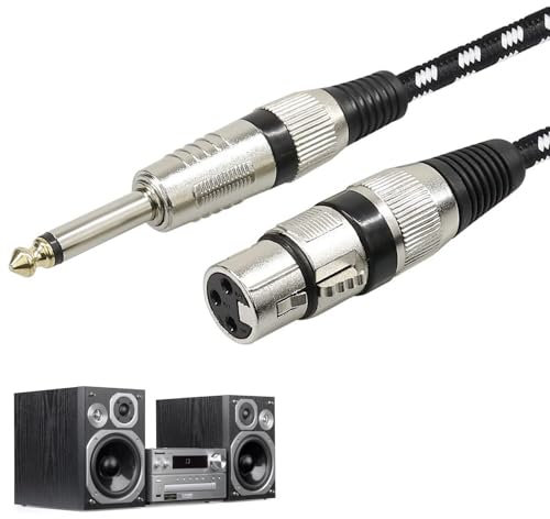 Cavo Microfono, Cavo di Interconnessione Sbilanciato, 1,5m per Microfono Stereo da Donna Ts a XLR Femmina 6,35 mm, XLR Femmina a Jack Mono da 6,35 mm per Amplificatori