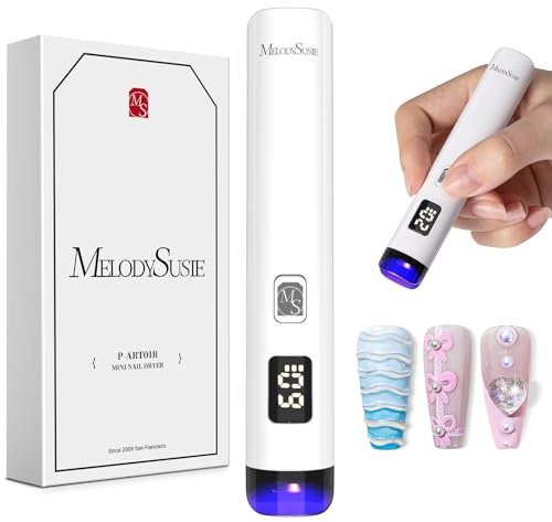 MelodySusie Lampe UV Ongles Gel, Mini Rechargeable Lampe UV Sèche Ongles avec 2 Minuteries, Séchage Rapide, Lampe à Ongles Professionnel avec Affichage LED à Capteur Automatique (blanc)