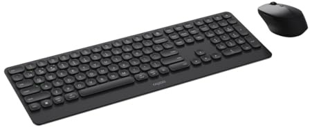 Rapoo Bluetooth-tangentbord med mus set, trådlöst 9390M QWERTZ trådlöst handledsstöd datortangentbord mus trådlöst trådlöst tangentbord full storlek aluminium multienheter PC mörkgrå