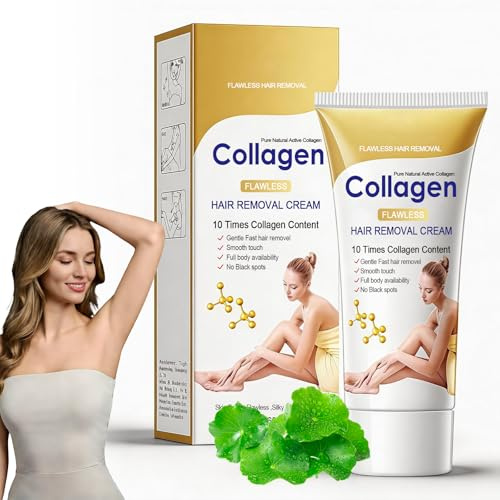 Crema Depilatoria Mujer y Hombre, Hair Removal Cream con Colágeno, Depilatory Cream Fast Acting, Gentle Formula para Body Hair Removal, Piernas Axilas Bikini Line, Smooth Skin Moisturizing 60g
