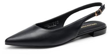 DREAM PAIRS Women's Low Heel Pointed Toe Dress Ballet Flats,Black,6.5