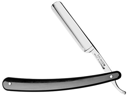 Nippes Solingen Rasiermesser, Vernickelter Edelstahl, 14cm, Bart Rasierer, Konturen Rasierer, Barber Rasier-Messer mit Kunststoff-Griff, Für eine präzise Nassrasur, Nassrasierer, Made in Germany