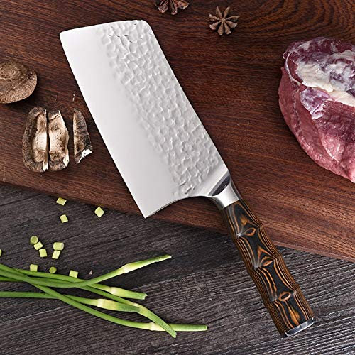 Coltello da cucina Coltello da cuoco Cleaver 17.5CM Hammer Forgiato a mano Tagliere Coltello in acciaio inox Cucina Coltello per uso domestico Manico in bambù Coltello da cuoco giapponese