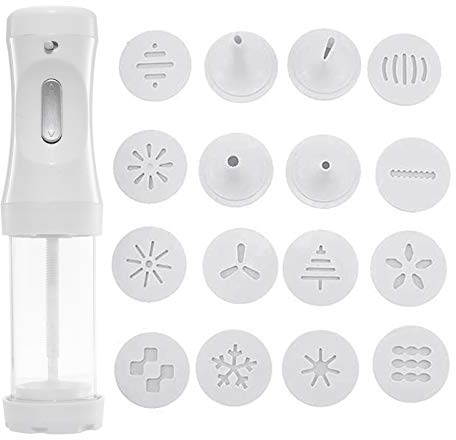 Biscuit Press, Pastry Press, Electric Pastry Syringe, Adjustable Speed, Professional Pastry Press and Trim Syringe, 12 Stencils, 4 Nozzles