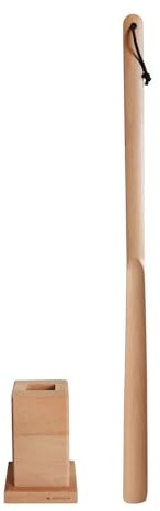 JOJOBLUNT Shoe Horn Long Handle with Stand, Long Handle Hard Wood Shoehorn 28 IN (70 CM) with Stand, Extra Long Shoe Horn for Seniors, Men, Women, and Kids.