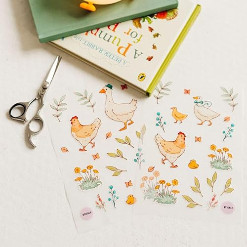 Iron-On Transfers Farm Set for Textiles, 2 Sheets DIN A5 with Ironing Fleece, for Ironing, Decorative Repair Kit, Patches, Large, Small, T-Shirt, Jeans Bags, for Family Children