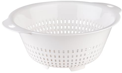 APS 786 Seiher, Küchensieb mit Ø 27,5 cm, Höhe 12 cm, Nudelsieb, Abtropfsieb mit ergonomischen Griffmulden, weiß