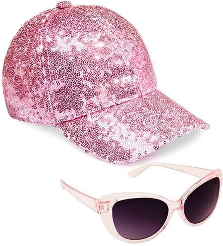 CityComfort Baseball Cap Mädchen, 2er-Set Verstellbarer Basecap & UV-Schutz Sonnenbrille Kinder - Geschenke für Mädchen (Rosa)