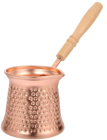 HOLIDYOYO Cafetera Turca De Cobre Mango De Madera Para Café y Leche Para Uso Casa Restaurantes y Cafeterías