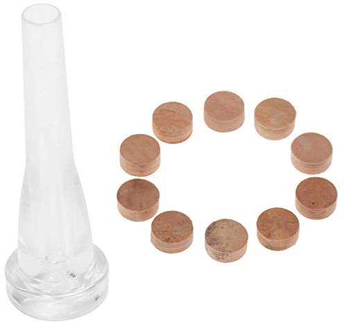Ficher 10Pcs Water Key Water Key Spit Valve Cork Pad for Trumpet Trombone & 1 Pcs ABS Trumpet Mouthpiece 7C Size