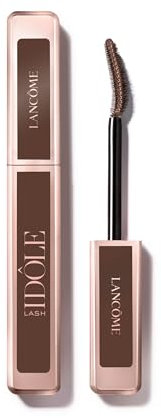 Lancôme Lash Idôle Mascara Braun, Volumen-Wimperntusche für schwungvolle, aufgefächerte Wimpern, wasser- und wischfeste Formel mit bis zu 24h Halt, Mascara in natürlichem Braun, 8ml