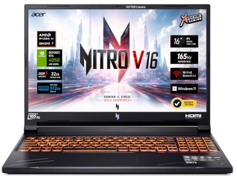 Acer Nitro V16 Notebook Gaming Ryzen7 8845HS Display 16 IPS 165Hz