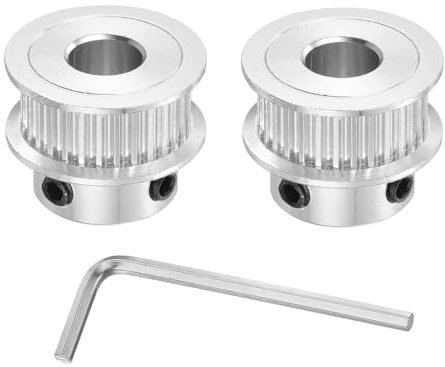 QUARKZMAN 2GT Polea de Correa Dentada 30 Dientes 8mm Agujero Polea de Temporización de Aluminio para Correa de Temporización de 6mm de Ancho con Llave Hexagonal, CNC - 2 Piezas Plateado