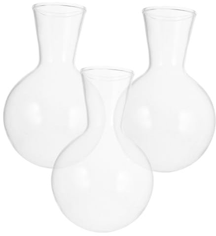 Ciieeo 3pcs Hyacinth Bulb Vase Hanging Glass Vase Made of Glass with Minimalist Wooden Stand Decorative and Easy to Store for Household Decor and Bedroom Use