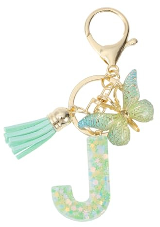 CAPASTEC Porte-Clés Papillon Lettre J Vert Clair 1pc Cadeau