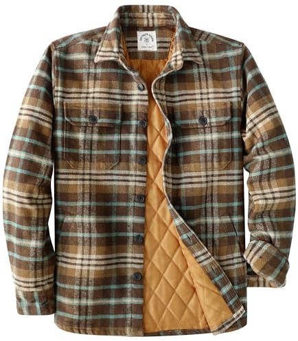 Dubinik® Giacca da Uomo Calda Foderata Cotone Leggero Giacca Camicia Flanella Casual Bottone Quadri Overshirt Manica Lunga