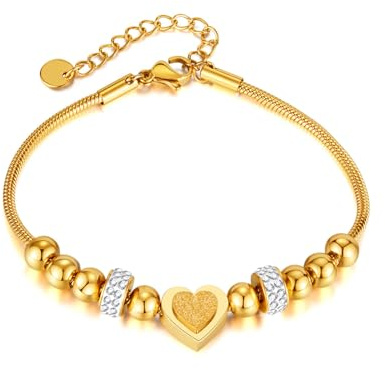 Glintara Herz Snake Charms Armband, Gold Schlange Kette Armband für Pandora, Verstellbar Herz Charms Anhänger Armbänder für Damen Mädchen, Wasserfester Schlangen Gliederarmband Geburtstags Geschenk