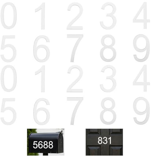 Molain 2Sets 2.7 Inch White 3D Acrylic Mailbox Numbers, Self Adhesive 0-9 Individual House Address Signs Weatherproof Mailbox Numbers for Outside Door Address Number Stickers (White)