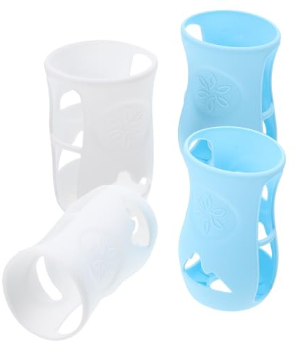 ifundom 4 Stück pack Babyflaschenhüllen aus Silikon Rutschfeste Milchflaschenschutz Hüllen Stoßfeste Flaschenschutzhüllen für 240ml Babyfläschchen Isolierende Zufällige Zufällige Farbe