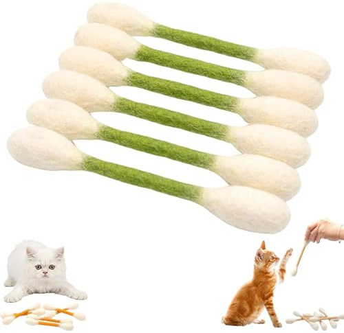 Giant Q Tip Cat Toy med kattmynta | 6st bomullspinnar Qtip kattleksak | Kattunge Tuggleksaker Tuggstickor | Interactive Filt Kicker Play Kitty Lover Pet Supplies