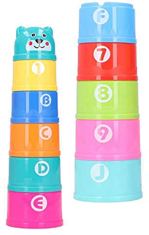 VGEBY Gobelets Empilables Jouet, 11 Pièces Set de Coupes Gigognes aux Couleurs Vives pour Bain bébé, Jouet éducatif d'apprentissage pour Tout-Petits