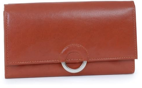 Catwalk Collection Handbags - Cartera Grande de Mujer de Piel - Billetera con 8 Ranuras para Tarjetas y Monedero - Protección RFID - Odette - Tostado