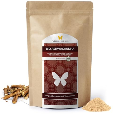1kg BIO Ashwagandha Pulver, nach EU-ÖKO-Standard kultiviert und hergestellt, in Deutschland abgefüllt und kontrolliert, Withania Somnifera, ohne Zusätze, Schlafbeere (1000g)