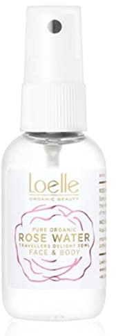 Loelle - Lotion Tonique Visage à l'Eau de Rose Bio 100% Pure pour Peaux Sensibles, Mixtes et Grasses - Eau de Rose Distillée pour le Nettoyage Facial - Spray Rafraîchissant - Fabriqué au Maroc (50ml)