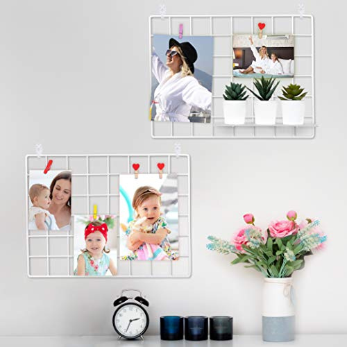 ODOXIA 2 Pack Wire Wall Grid Panel | Photos & Pictures Display Grid Wall Panels | White, Magnetic & Metal Grid | Photo Grid | Wire Board | Hanging Home, Office & Kitchen Décor
