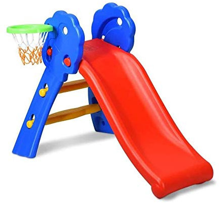 Anth Tobogán Infantiles Tobogán para Niños con Canasta de Baloncesto, Tobogán Interior y Exterior, Tobogán para Niños y Niñas, Carga 25 kg