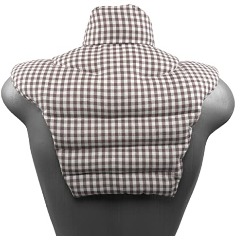 Cuscino per il collo con forma a U per l'area cervicale - Collo + Spalle + Schiena - Cuscino con semi di uva - Cuscino termico - bianco-marrone