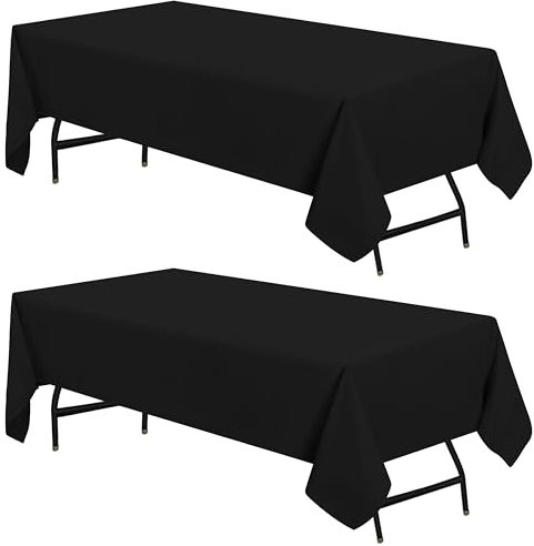 Utopia Kitchen Polyester Tischdecke 110 x 140 cm (2er-Pack, Schwarz) Maschinenwaschbare Tischdecke Ideal für Partys, Veranstaltungen, Hochzeiten und Restaurants (44 x 56 Zoll)